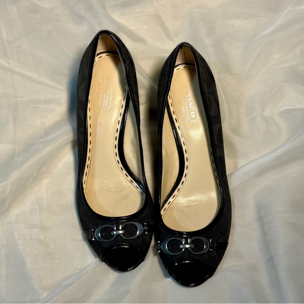Black Coach Signature Wedges
